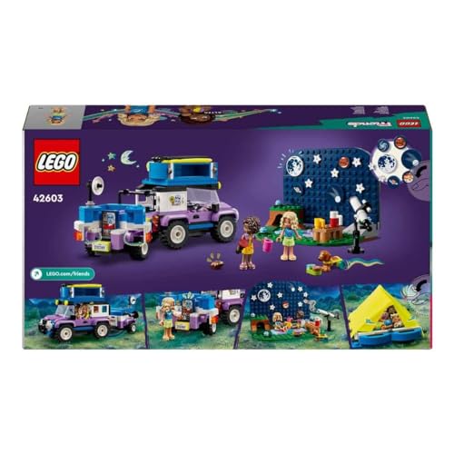LEGO Friends stovyklavietė su mobilia žvaigždžių observatorija, konstruojama transporto priemonė vaikams, žaislas su 2 mini lėlėmis ir gyvūnų figūrėlėmis, dovanos idėja 7 metų vaikui, mergaitei ir berniukui, 42603 - Image 5