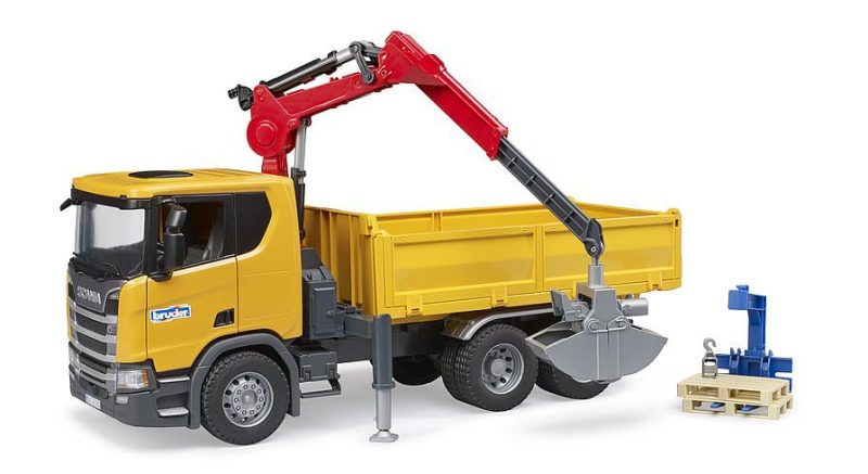 Bruder 03551 - Scania Super 560R Statybinis sunkvežimis su kranu ir 2 padėklais - 1:16 transporto priemonės, statybinė transporto priemonė, sunkvežimis su kranu, sunkvežimis, žaislas nuo 4 metų - Image 4