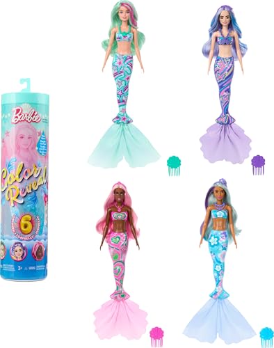 „Barbie Color Reveal Sea Mermaid Doll Doll“ asortimentas su 6 netikėtumais, įskaitant spalvų keitimo funkciją, HRK12