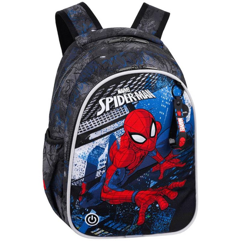 Coolpack Jimmy LED Disney Spiderman, unisex mokyklinė kuprinė vaikams, 39 x 28 x 17 cm, spalva: įvairiaspalvė, 39 x 28 x 17 cm