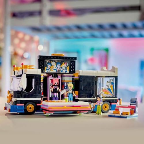 LEGO Friends popžvaigždė koncertinis autobusiukas, konstruojamas muzikinių žaislų rinkinys 8 metų vaikams, su transporto priemone ir 4 mini lėlėmis, dovanų idėja vaikams, mergaitėms ir berniukams, 42619 - Image 3