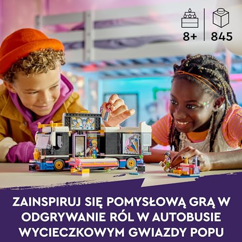 LEGO Friends popžvaigždė koncertinis autobusiukas, konstruojamas muzikinių žaislų rinkinys 8 metų vaikams, su transporto priemone ir 4 mini lėlėmis, dovanų idėja vaikams, mergaitėms ir berniukams, 42619 - Image 4