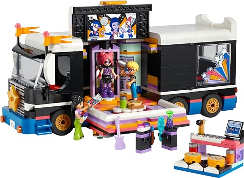 LEGO Friends popžvaigždė koncertinis autobusiukas, konstruojamas muzikinių žaislų rinkinys 8 metų vaikams, su transporto priemone ir 4 mini lėlėmis, dovanų idėja vaikams, mergaitėms ir berniukams, 42619 - Image 5