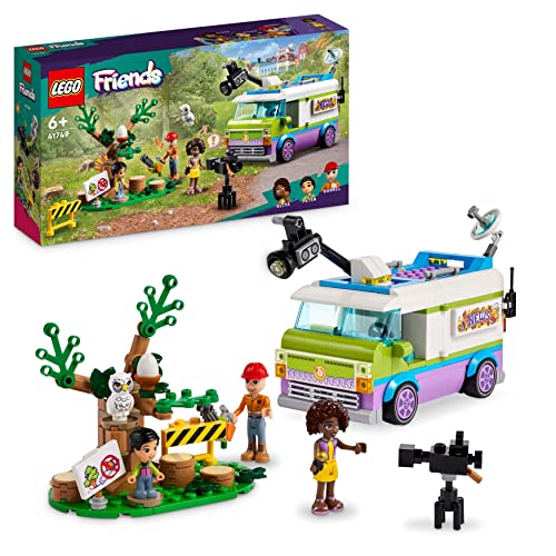 LEGO Friends Reporter furgonas, žaislas vaikui, berniukui ir mergaitei, naujienų skyriaus sunkvežimis, kūrybinga dovana 6 metų mergaitei ir gyvūnų gelbėjimo žaidimų gerbėjai, 41749