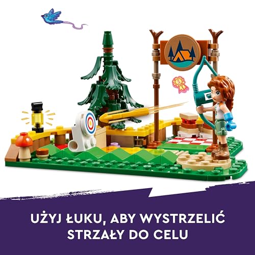 LEGO Friends vasaros šaudymo iš lanko stovyklos šaudykla, žaislas vaikams, 2 mini lėlės, meškėno figūrėlė, lankas ir strėlės bei lėlių priedai, dovanos 6 ir 6 metų vaikui, 42622 - Image 4