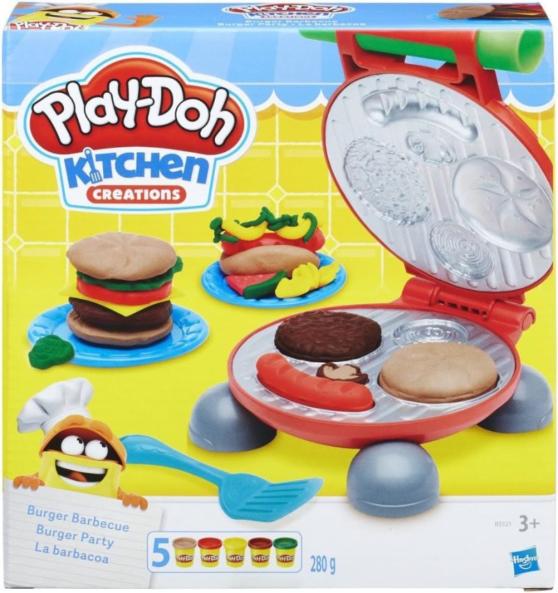Play-Doh Kitchen Creations Hamburgers & Play-Doh 4 vamzdeliai Dzikie Kolory, vaikams nuo 2 metų, vamzdeliai 112 g, tamsiai mėlyna, šviesiai žalia, oranžinė, žalia - Image 3